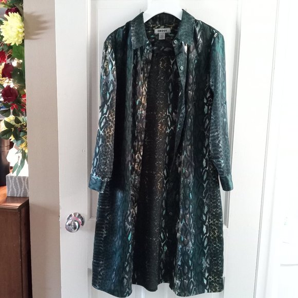 DKNY snake skin button-down dress with belt - Picture 6 of 6